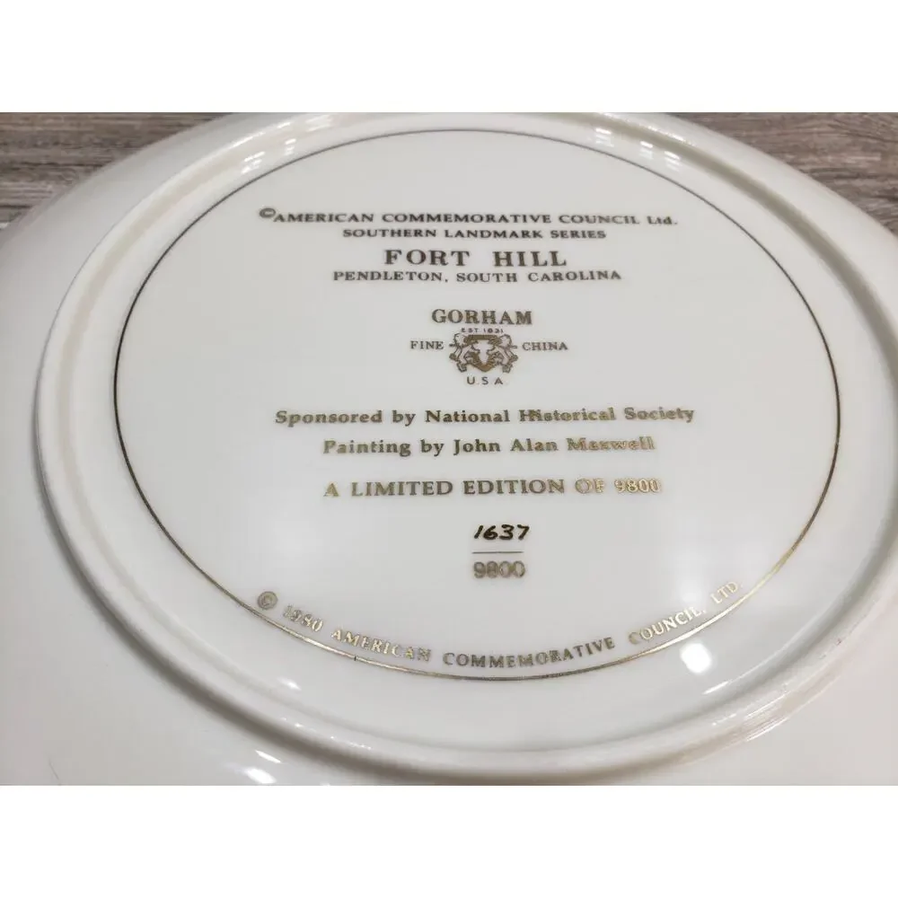 Gorham Fort Hill Commemorative Southern Landmark Series 1980 Vintage Plate